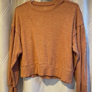 Cozy Ribbed Knit Sweater in Rust